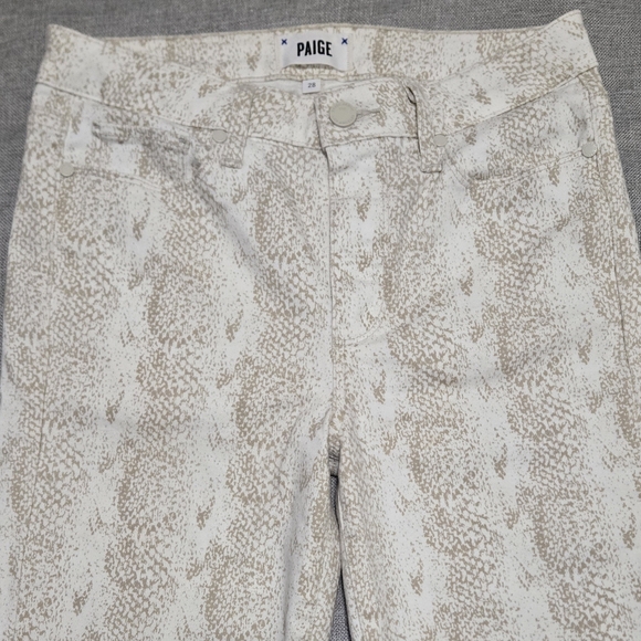 PAIGE Hoxton Ankle Denim Jeans Sonoran Snake Print White Tan Size 28 - Picture 3 of 11